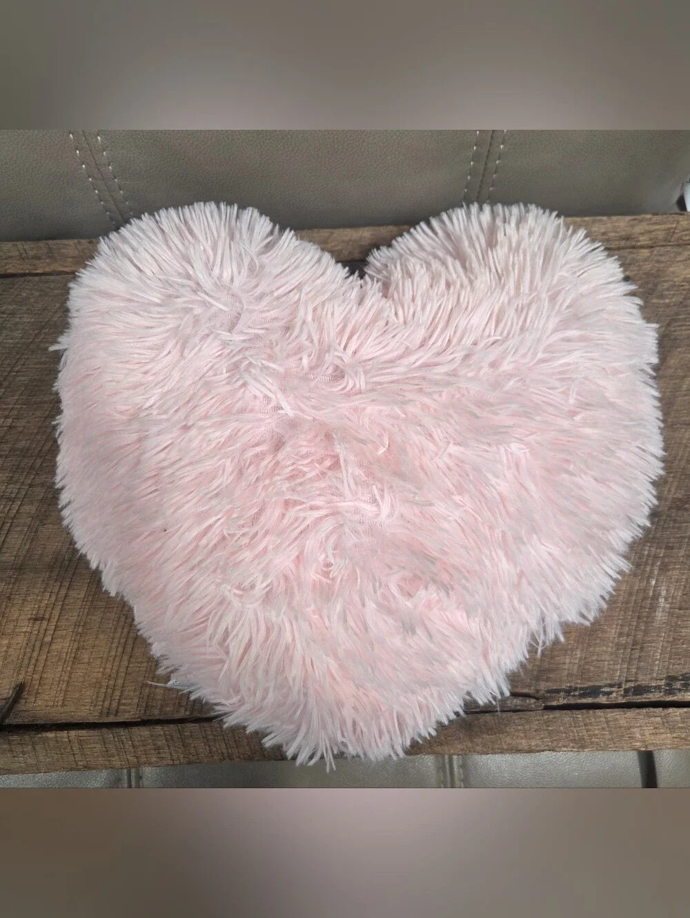 Super Soft Plush Heart Throw Pillows Duo - Pink and Creamy White ~ Bin 1D